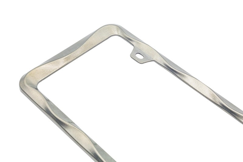 Creathome 3D Curly Wave Pattern Brush Nickel License Plate Frame from Pure Zinc Alloy Metal - Image 5